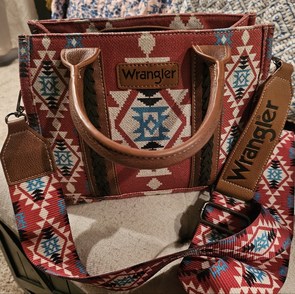 Wrangler Geometric Red and Brown Crossbody Bag